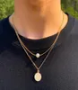 Pendant Necklaces Classic Thin Chain Necklace For Women Men Punk Geometric Round Simulated Pearls Unisex Retro Jewelry7677097