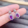 Studörhängen Natural Real Purple Amethyst Earring Flower Style 4 6mm 0.5CT 2st Gemstone 925 Sterling Silver Fine Jewelry L243170