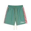 Rhude American High Street Trendy Summer Lettern stripe Stripe Holiday Beach Shorts Quick Drying Shorts للرجال