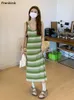 Robes décontractées Femmes d'été rayées Simple Lovely Style coréen Shinny Cozy Daily All-Match Breathable College Tend