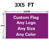 Drapeau personnalisé de haute qualité et bannières pour 150x90cm 100D Polyester All Color Advertising Banner 240411