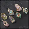 Colliers de pendentif 6pcs / lot Crystal Gilded Crystal Stone Quartz Pendants Collier diy pour hommes