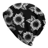 Berets zonnebloemplant dunne schedels beanies petten zwart -witte hoed sport sport motorkap hoeden voor mannen vrouwen