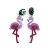 Dangle Earrings YAOLOGE 1pc Personalized Exaggerated Flamingo Acrylic Parrot Big Billed Bird Animal Jewelry Gift