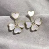 Оригинальные бренд Van Love Серьги 925 стерлинговой серебряный цветок, покрытый 18 тыс. Золотого белого фритария в форме сердца