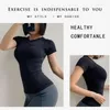 Aktif Gömlekler Hızlı kuruyan T-Shirt Kadınlar Kısa Kollu Spor Sıkı Sıkı Sıkı Zirve Net Kırmızı Slim Seksi Fitness Yoga Giyim