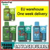 Entrepôt de l'UE Envoi d'origine Savage Vape Bubble Puff 15000 Cigarette E jetable 650mAh Batterie rechargeable 28 ml chariots préfabillés Vaper Disposables 5% 15K Puffes