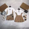 Designer Kids Clothing Sets Classic Brand Plaid Baby Girls Kleding Pakken Mode brief rokkledingpak Childrens Kleding 2 kleuren Hoge kwaliteit