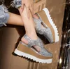 Casual Shoes Sliver Pailletten Bling Women Plattform Niete Dec Keilhöhen Erhöhte weibliche Modedesign -Turnschuhe