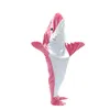 オフィスナップサメの毛布ソフトフランネルパーカー寝袋漫画サメの寝袋キッズブランケット大人の毛布240411