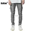 Men's Jeans Kakan - High-end Slim Elastic Multi-pocket Leg New Skinny K016-MGD8 In Europe and America d240417