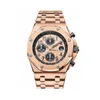 Designer Watch Luxury Automatic Mechanical Watches Series 26470or Gold Case Band Chronograph Mens 18K Rose Material Movement Wristwatch
