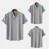 Men's T Shirts Men Short-sleeve Shirt Business Stylish Summer With Stand Collar Cufflink Detail Slim Fit For Casual