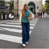 Frauenwesten yojoceli ärmellose Frauen gestreiftes chinesisches Stil Jacke Weste Frühling Casual Fashion Stand Halsblau Blau 2024 Außenbekleidung weiblich