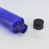 Bottiglie di stoccaggio 120 ml blu flacone di plastica a spalla piatta da 120 cc shampoo / lozione toner sub-bottling contenitore cosmetico vuoto (50 p / lotto)