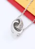 Silver Gold Love Necklace Jewelry Lady Women Double Ring CZ Stones Pendant Necklace Good Gift6278714