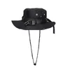 2024 Tactical Techwear Style Ribbon Metal Backle DrawString Bucket Men Men Outdoor Fishor Climbing Hip Hop Punk Hat 240415