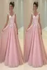 Robes de bal rose bébé pas cher 2021 Appliques Lace A Line Tulle Long Robes Party Evenol Cocktail Forme Dress7309905