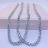Hot Sale 925 Sterling Silver White Gold Plated 6.5mm 1ct Green Blue Colored Tennis Chain Moissanite