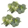 Fleurs décoratives 2 pcs anneau vert feuille courte orde orne