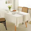 Table Cloth Cotton Linen Embroidered Tablecloth Tassel Rectangle Dining Cover Waterproof Wedding Birthday Party Decoration