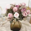 Dekorativa blommor Autumn Artificial Silk Rose Fake For Home Garden Wedding Living Room Table Decor Po Props Christmas Accessory