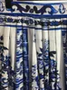Runway Fashion Summer Blue and White Porcelain Print Jupe pour femmes hautes jupes de vacances vintage à la taille haute