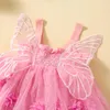 Girl Dresses Toddler Baby Princess Dress Sleeveless 3D Flower Party Fairy Costume With Wings