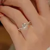 Anéis de cluster 1 6,5 mm Missanite Diamond Bridal com GRA 925 Sterling Silver Promise de noivado Baia de casamento para mulheres KUTPF