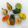 Koelkastmagneten Bionische fruitkoelkast met 3D koelkastmagneten Ananas Bamboo Avocado Papaya Strawberry Durian Cherry Carambola Home Dcor