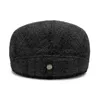 Berety jesienne i zimowe męskie beret ciepłe ochronne ucha Tweed Cap Sunshade Cotton Cap Otgokowa czapka Old Man Cap Malarze Cap D240417