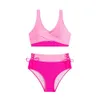 2024 New Women's Instagram Style Sexy High Waisted Quick Drying Swimsuit Bikini F41732