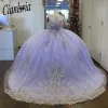 Lilac Princess Quinceanera Dresses 2024 Appliques floreali Corsetto Lace-Up Off spalla Vestidos de 15 Anos