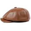 Bérets en cuir octogonal Men Men d'automne hiver coréen Version de la mode chaude rétro Cap snapback Caps Casual Newsboy Hat Unisexe D240417