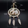 Keychains Lanyards Elephent Dream Catcher Keychain for Women Rhinestone Gold Color Feather Tassel Dreamcatcher Keyring Accessories Jewelry K9023S01 Y240417