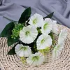 Flores decorativas 12 cabezas flor artificiales bouquet seda de ramo de la mañana para la ceremonia de boda jardín doméstico