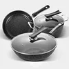 Cookware Sets Large Oilfree Smoke Pot Set Maifan Stone Nonstick Wok