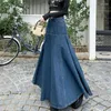 Jupes 2024 Spring automne streetwear femmes denim denim long haute taille a-ligne rétro jean grande taille dame occasionnelle