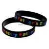 Jelly 1pc Happy Father Day Sile gummi mode armband regnbågens färgbrev logotyp för familjefest gåva släppleverans smycken armband dhy1a