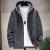 High quality fall and winter wool cardigan hooded knit jacket Warm baseball collar jacket