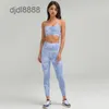 Set Tie Dye Printed Nylon Sports Womens Tight Yoga Clothes Long Pants BH Underwear Jogging and Leisure