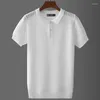 Herren Polos High Stretch hohle Luxus -Polo -Hemd für Männer kurzärmely Summy Summer Qualität eisig komfortable, lässige Streife Camisas de Hombre