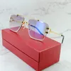 Occhiali da sole tagliati con diamanti uomini senza bordo carter designer di lusso occhiali da sole sfumature per donne di tendenza vintage prodotto gafas de sol 0268