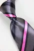 Bow Ties Classic Striped Gray Pink Tie JACQUARD WOVEN Silk 8cm Men's Necktie Business Wedding Party Formal Neck