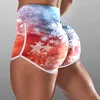 Shorts de mujeres para mujeres Casco informal de cintura alta atlética Días de independencia de la independencia Impresión Compresión de gimnasio Femenino Pocket