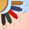 Nyckelringar Lanyards 10st Bright PU Leather Keychain Dubbelsidig biltråd Small Gift Metal PU -kedja Simple Keychains Key Holde D240417