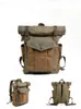 Backpack Vintage High-quality Canvas Real Leather Men's Motorcycle Fashion Designer Outdoor Travel Waterproof Folding Schoolbag