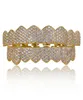 18K Gold Plated Iced Out Simulated Diamond Grills 8 Top and Bottom Grillz for Your Teeth with Extra Molding Bars6679384