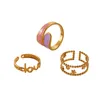 Кластерные кольца 3pcs/set bohemia Эмаль Цветный палец для женщин из нержавеющей стали Постья звезда Открытие роскошных женских украшений подарки
