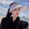 Visors Female Sun Hat Empty Top Wide Brim Cap Outdoor Anti-UV Visor Caps Beach Travel Caps 5 Colors Y240417